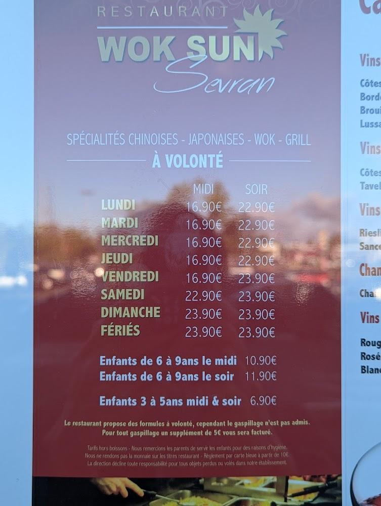 WOK SUN SEVRAN - Buffet à volonté - Menu Image 1